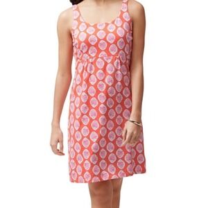 Tommy Bahama Womens XL Orange Pink Tropical Leaf Print Empire Waist Jersey Dress